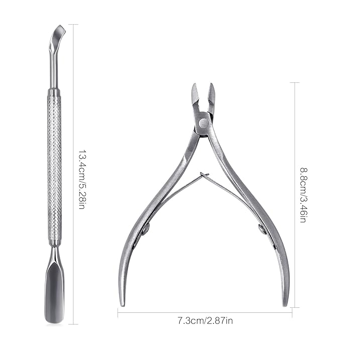 6Pcs Cuticle Clipper with Cuticle Pusher Set, Professional Stainless Steel Dead - Image 2