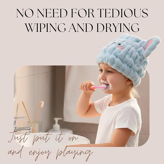 Microfiber Hair Towel Wrap for Kids, Absorbent Quick Girls Boys Hair Drying - Image 3