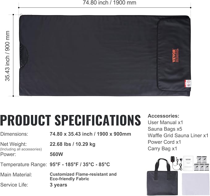 VEVOR Sauna Blanket for Detoxification, Portable Far Infrared Sauna for Home - Image 11