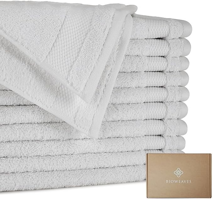 BIOWEAVES 100% Organic Cotton 700 GSM Luxury Wash Cloths GOTS Certified 13" x by BIOWEAVES