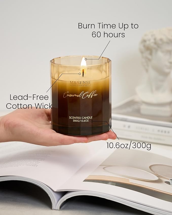 M&SENSE Caramel Coffee Candle for Home Scented, 10.6oz 60 Hours Burn Natural - Image 4