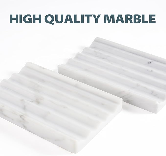 2 Pcs Soap Holder for Bathroom, Marble Soap Dish for Kitchen Countertop - Image 4