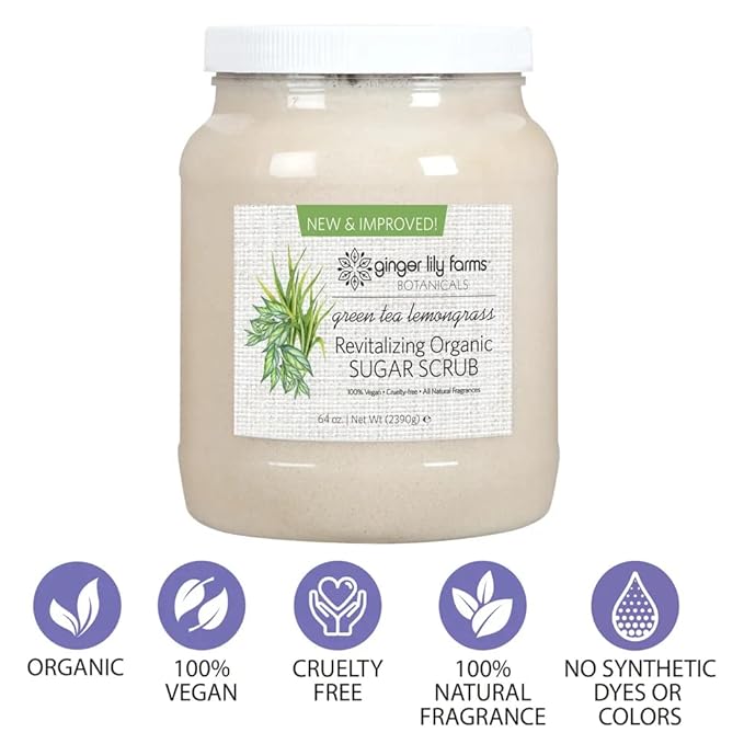 Ginger Lily Farms Botanicals Revitalizing Organic Sugar Scrub, All-Natural Skin - Image 3