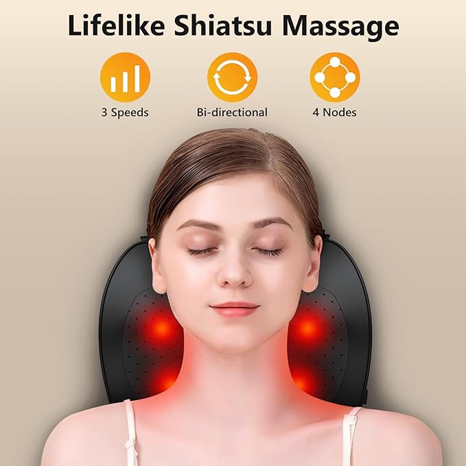 iKristin Back Massager with Heat, Shiatsu Neck Back Massager Pillow, Deep - Image 2