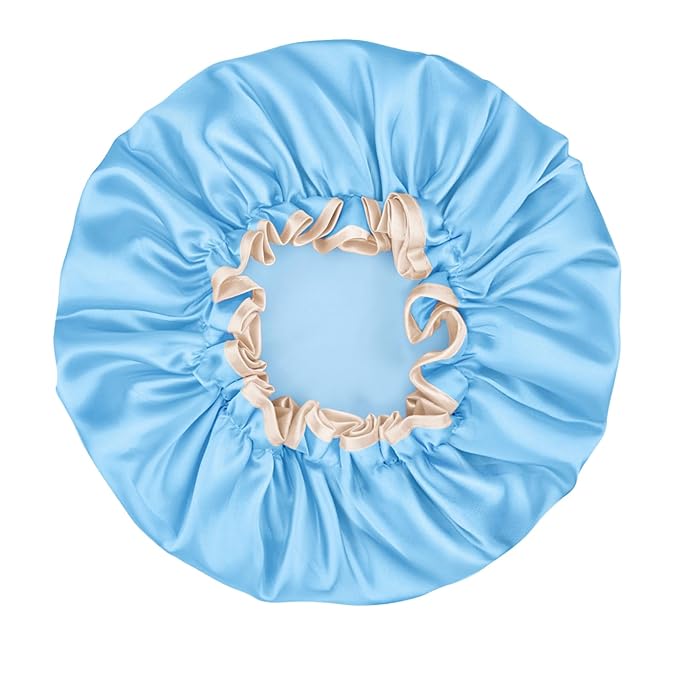 Waterproof Shower Caps for Women, Solid Color Dual-Layer Elastic Band Design - Image 7