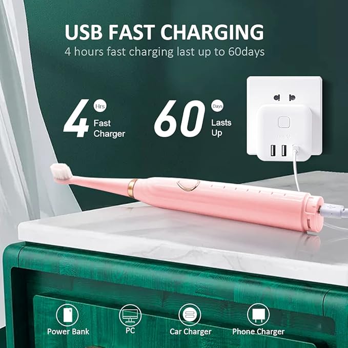 Sonic Electric Toothbrush, USB Rechargeable Powerful Sonic Cleaning Tooth Brush - Image 5