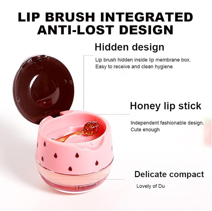 2PCS Strawberry Lip Balm, Vitamin E Lip Masks & Moisturizing Propolis Sleeping - Image 2