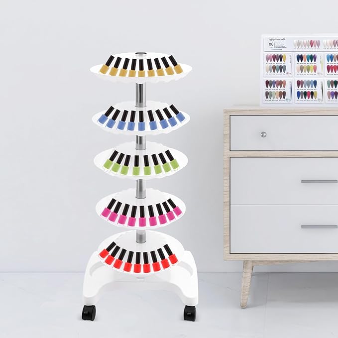 Nail Polish Trolley Organizer, 5 Tiers 360° Rotating Tray Nail Polish Spinning - Image 7