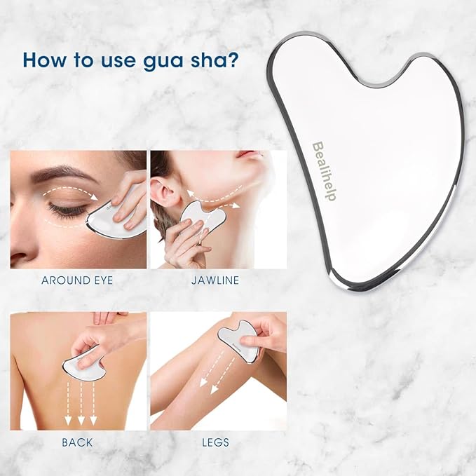 Bealihelp Face Roller and Gua Sha, Stainless Steel Facial Roller and Guasha Tool - Image 5
