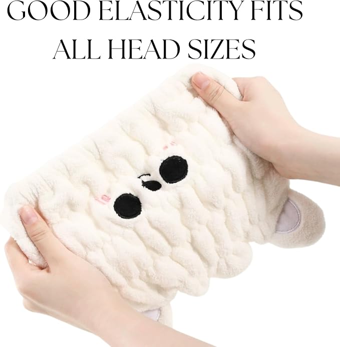 Microfiber Hair Towel Wrap for Kids, Snow Bear Dry Hair Cap Suck Water - Image 5