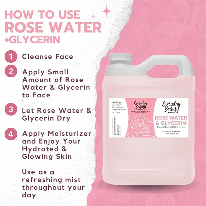 Rose Water & Glycerin Enhanced Facial Toner - 32oz Bulk Alcohol-Free Vegan All - Image 6
