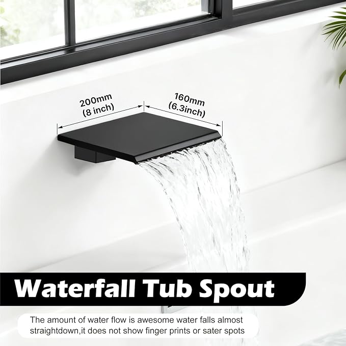 Midanya Shower System with Tub Spout, Bathtub Shower Faucet Set with Square - Image 3