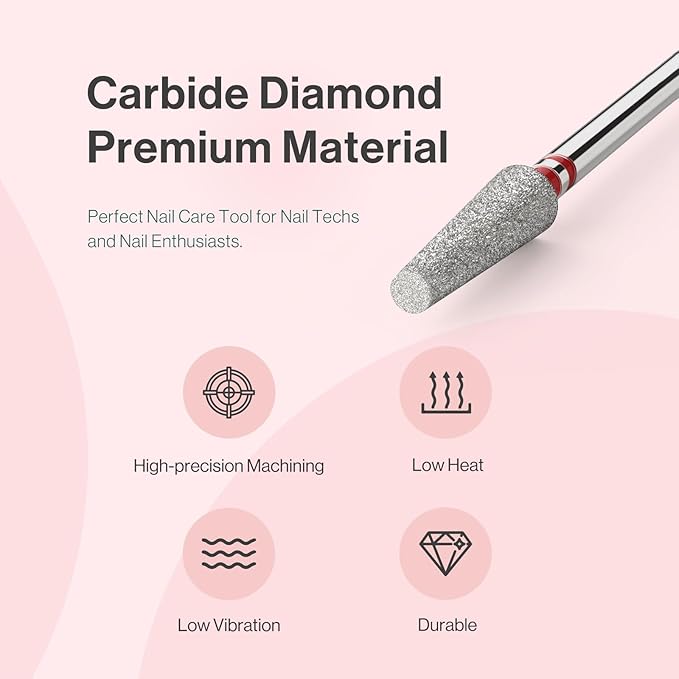 MelodySusie 4mm Long Tapered Barrel Cuticle Clean Nail Drill Bit 3/32'' - Image 6