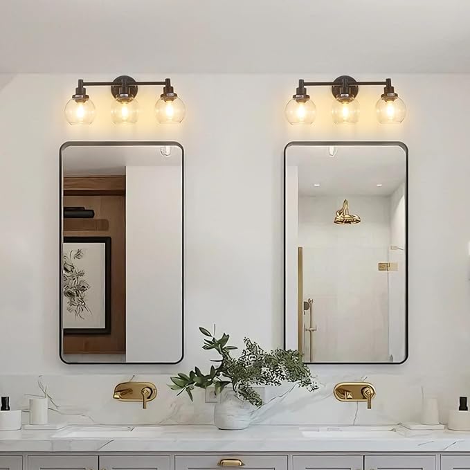 3-Light Bathroom Light Fixture Black Vanity Lights Over Mirror Modern Wall - Image 2