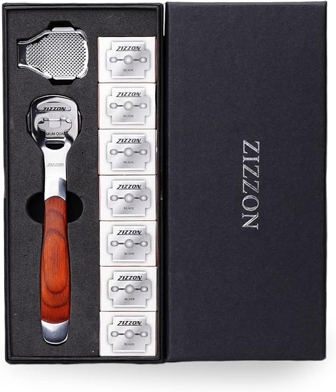 ZIZZON Foot Care Pedicure Callus Shaver Hard Skin Remover Wood Handle 70 Blades - Image 8