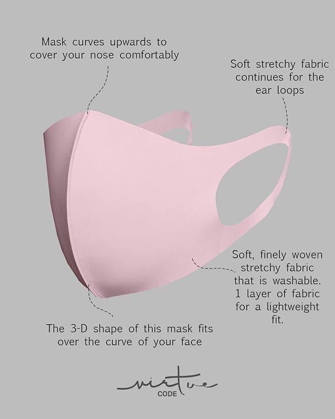 Virtue Code Second Skin Cloth Face Mask Pack. 4 Buttery Soft Masks Washable - Image 4