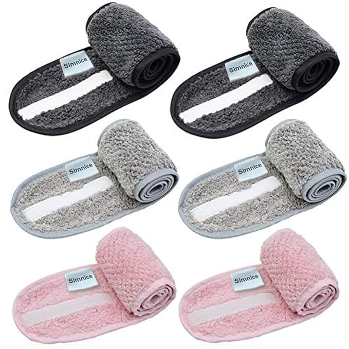 Simnice 6 Pieces Spa Facial Headbands Adjustable Head Wraps - Image 4