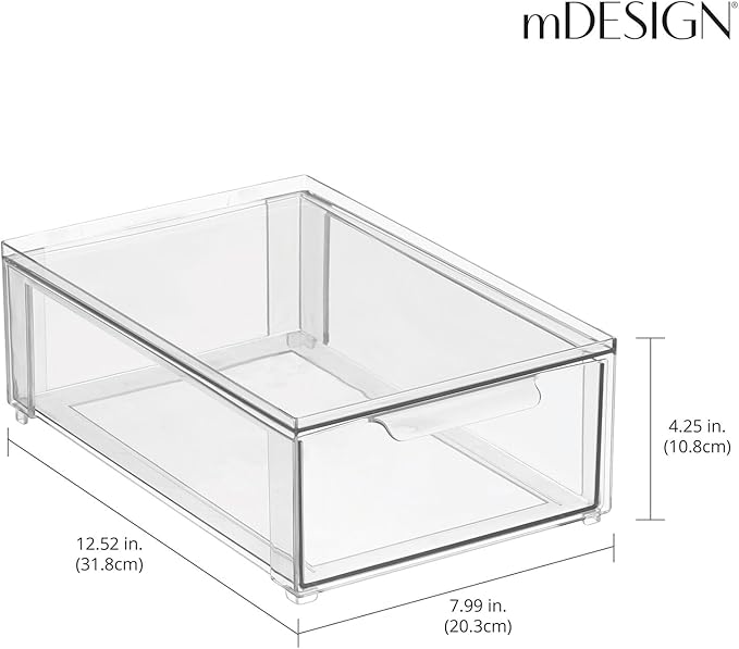 mDesign Plastic Stackable Bathroom Storage Organizer Bin Containers - Image 3
