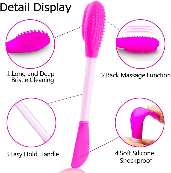 5PCS Silicone Scrubber Set, Lip Scrub Brush, Silicone Face Cleansing Brush - Image 3