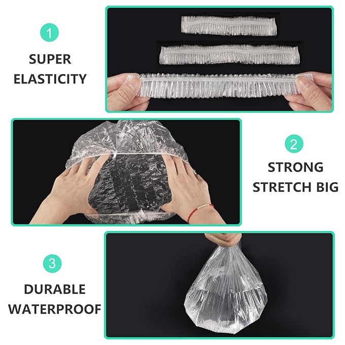 Keeygo Disposable Shower Caps 30 PCS Bath Caps Clear Waterproof Plastic Wraps - Image 2