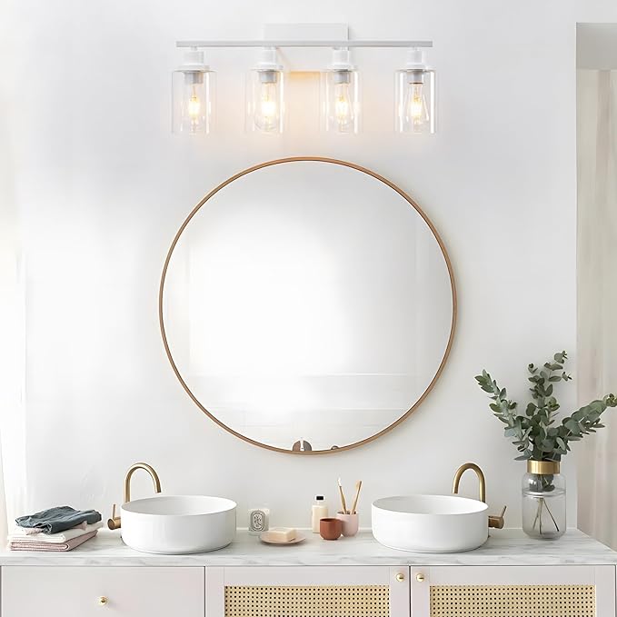 4 Light White Bathroom Light Fixtures Vanity Light Over Mirror Modern Wall - Image 3