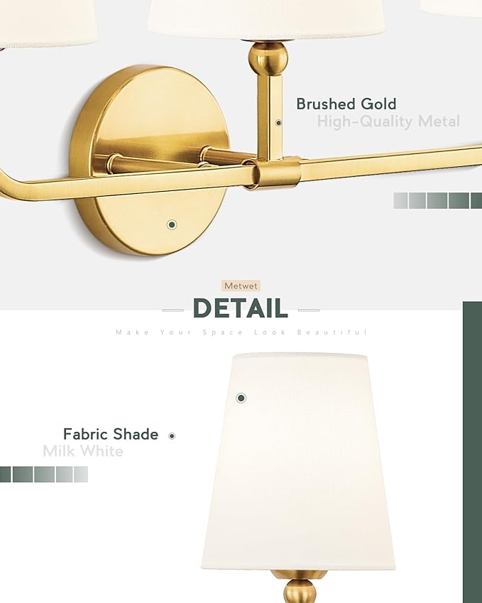Bathroom Light Fixtures, Brushed Gold Vanity Lights - Image 5