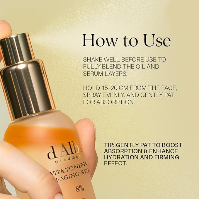 d'alba Piedmont Vita Toning Anti-Aging 8% Spray Serum, Dual-Layer Oil & Serum - Image 7