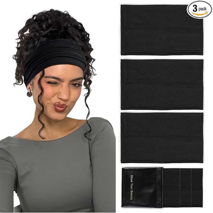Huachi Black Headbands for Women Wide Headbands for Women Non Slip Thick Womens by Huachi