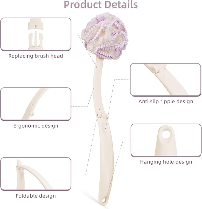 Loofah Sponge with Handle, Back Scrubber Brush - Image 3