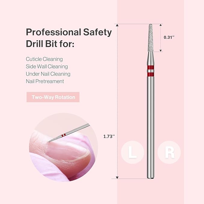 MelodySusie 1.8mm Round Tapered Cuticle Clean Nail Drill Bit 3/32'', - Image 5