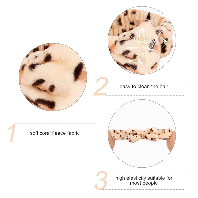 Semato Leopard Spa Headband Bachelorette Party Favor Set Skincare Headbands - Image 2