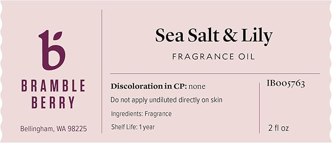 Bramble Berry Sea Salt and Lily Fragrance Oil 2 oz | Fresh Floral Ocean Scent - Image 2
