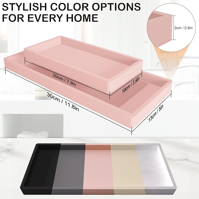 Bathroom Vanity Tray, 7.8 x 3.9 Inch Silicone Bathroom Tray Countertop - Image 3