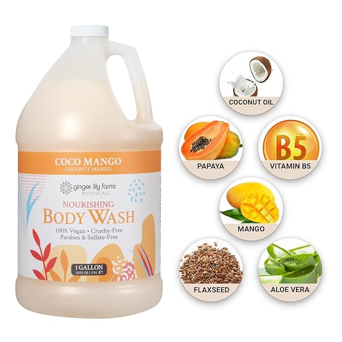 Ginger Lily Farms Botanicals Nourishing Body Wash, Coco Mango, 100% Vegan & - Image 5