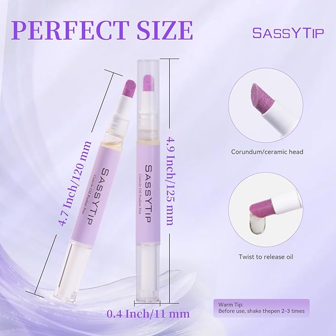 Ceramic Cuticle Pusher & Oil Pen, 2ml Rose/Lavender/Fragrance Free Scented Nail - Image 8