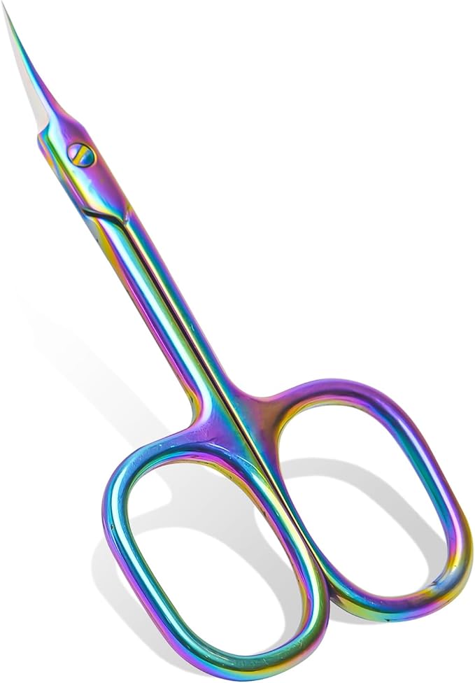 Lermende Cuticle Scissors Extra Fine Curved, Portable Stainless Steel Manicure by Lermende