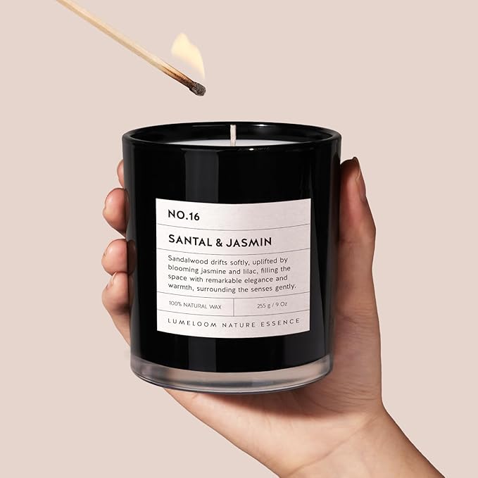 Santal & Jasmine Luxury Scented Candles, 9oz Soy Wax Candles - Image 5