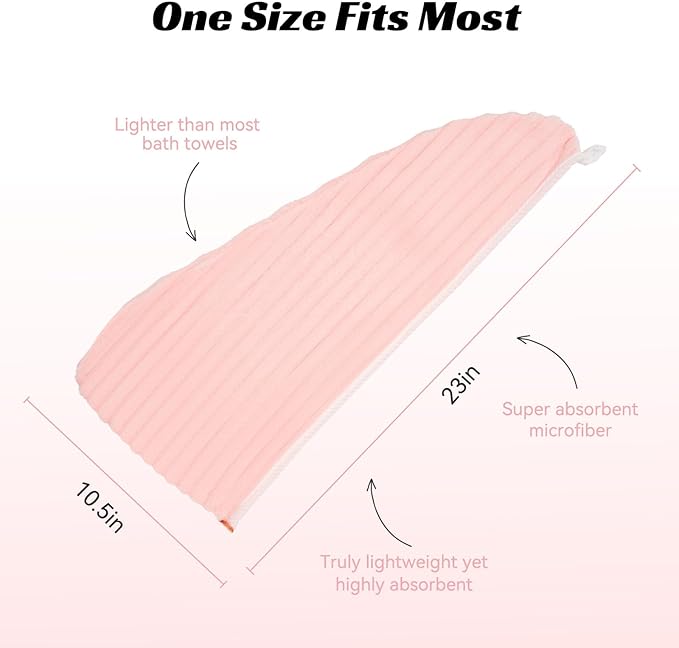 Microfiber Hair Towel Wrap for Women, Soft Lightweight Quick Dry Turban - Image 2