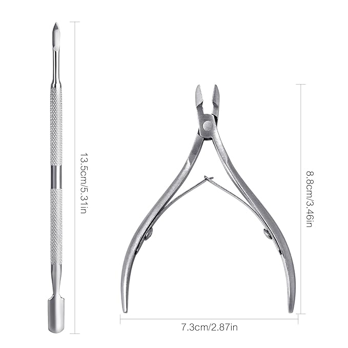 6Pcs Cuticle Clipper with Cuticle Pusher Set, Professional Stainless Steel Dead - Image 2