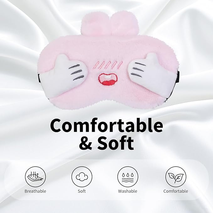 PERFECTSIGHT Sleep Eye Masks, Cute Bunny Sleep Eye Cover Lightweight Adjustable - Image 2