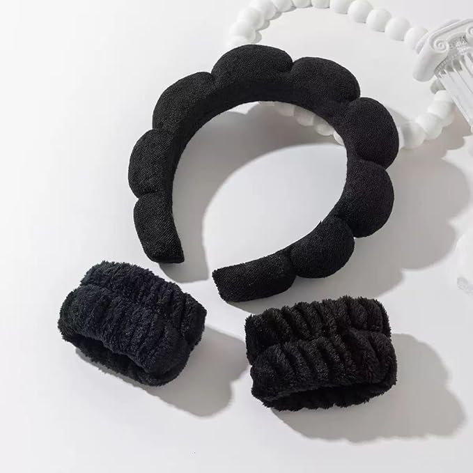 Spa Headband and Wristband Set for Women, Terry Cloth Sponge Headband for - Image 4