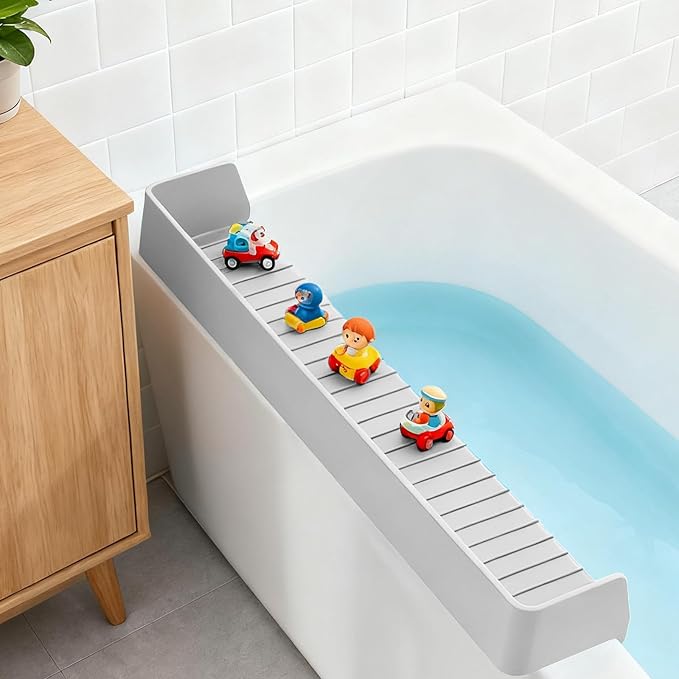 Bathtub Splash Guard for Kids, 2.6 FT Silicone Bathtub Play Shelf by Unknown