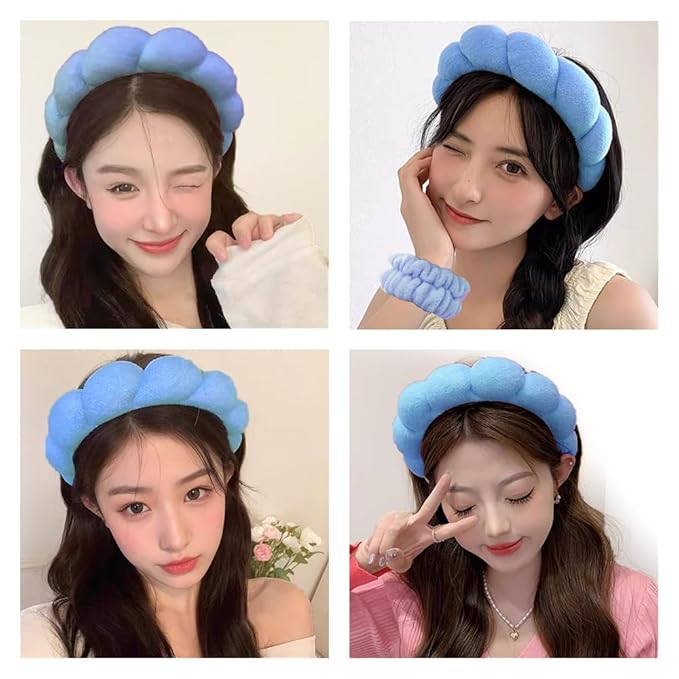 Spa Headbands for Washing Face Wristband Set Sponge Makeup Skincare Headband - Image 4