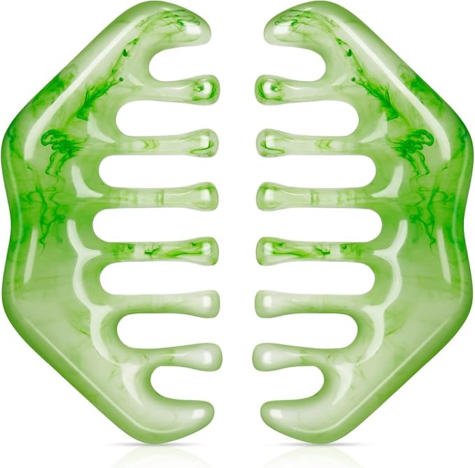 Geiserailie 2 Pcs Jade Combs Esthetician Supplies Massage Stone Hair Gua Sha by Geiserailie