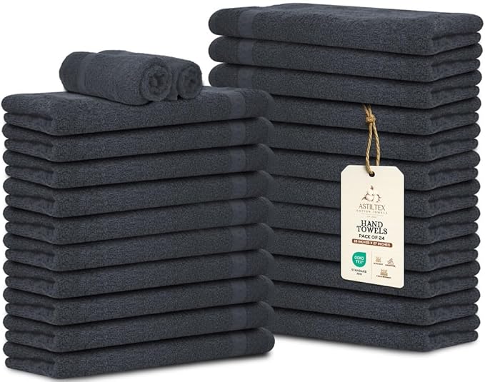Premium 100% Cotton Hand Towels – Pack of 24, 16x27 Inch – Quick-Dry, Highly by ASTILTEXCottonTowels