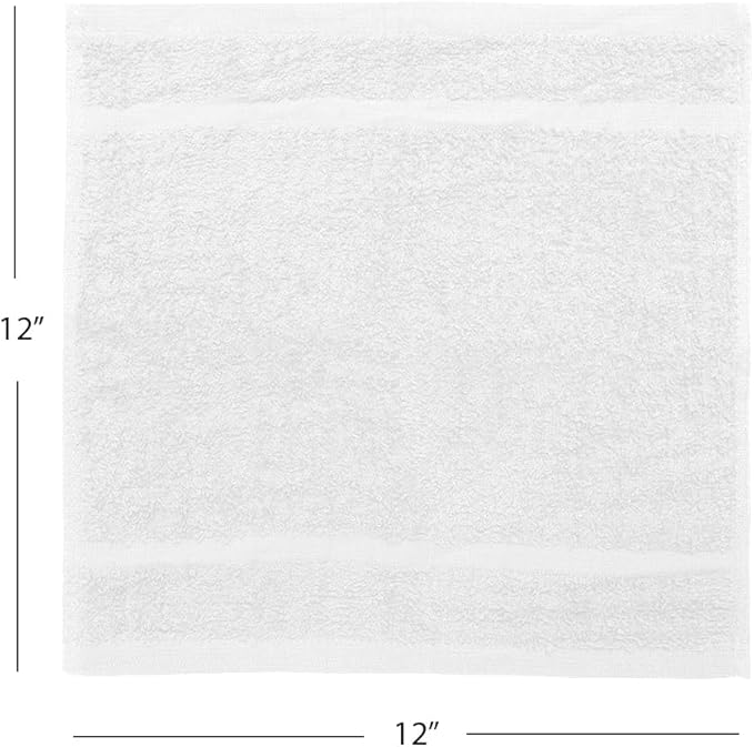 Avalon Towels Cotton Washcloths 24-Pack – 12 x 12 Inch White Super Soft & - Image 8