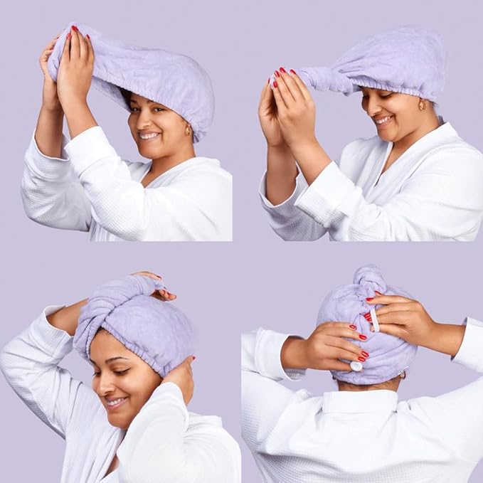 Noughty 97% Natural Purple Microfibre Hair Towel, Hair Towel Wrap Quickly - Image 5