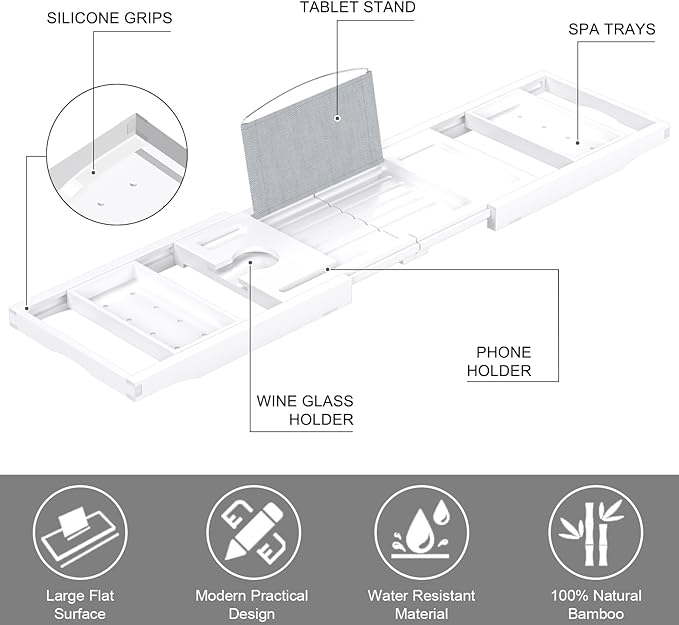 Bathtub Tray Caddy, Expandable Bath Trays - Image 6