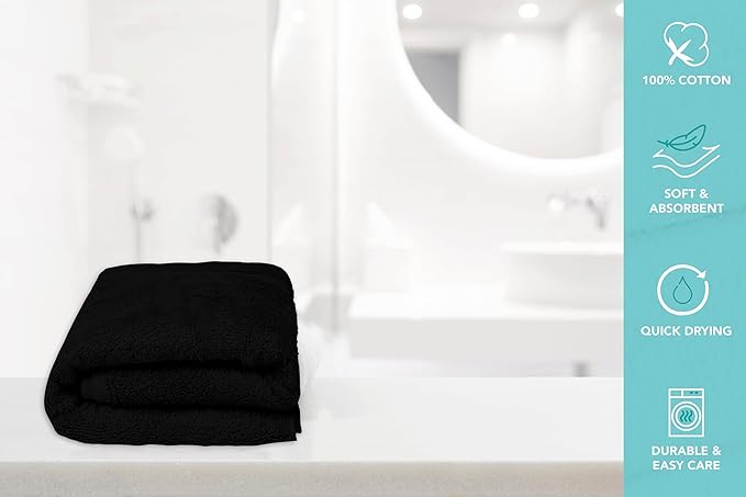 Large Bath Towels Pack of 6 – 24" x 50", 100% Cotton Terry – Soft, Quick-Dry & - Image 7