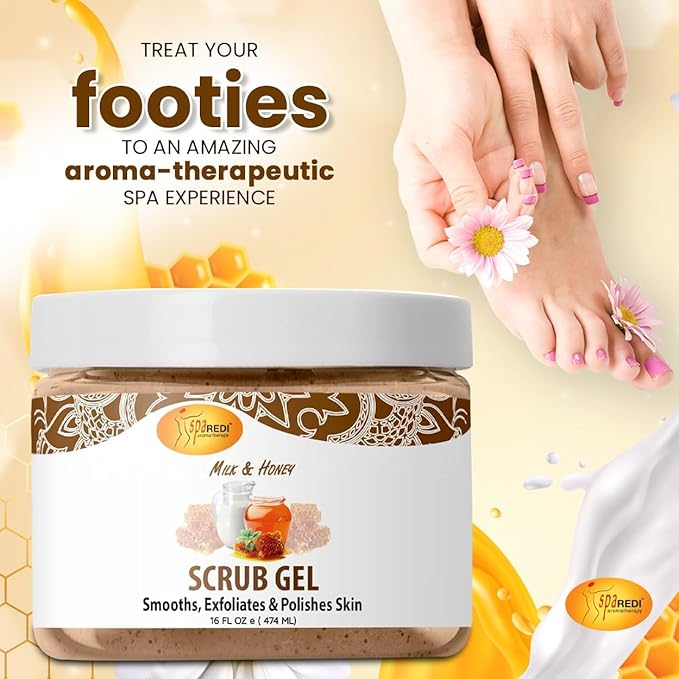 SPA REDI – Exfoliating Scrub Pumice Gel, Milk and Honey, 16 Oz - Image 4